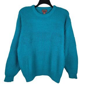 Vtg High Sierra Sweater Men's XL Crew Neck Teal Blue Pullover Korea